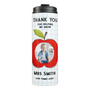 Big Red Apple Teacher Thank You Photo Thermal  Tumbler