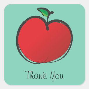 Big Red Apple Thank You Square Sticker