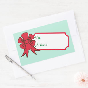 Big Red Bow Christmas Gift Tag Labels