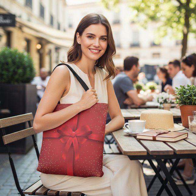 Big Red Bow Christmas Holidays Gift Tote Bag (Creator Uploaded)