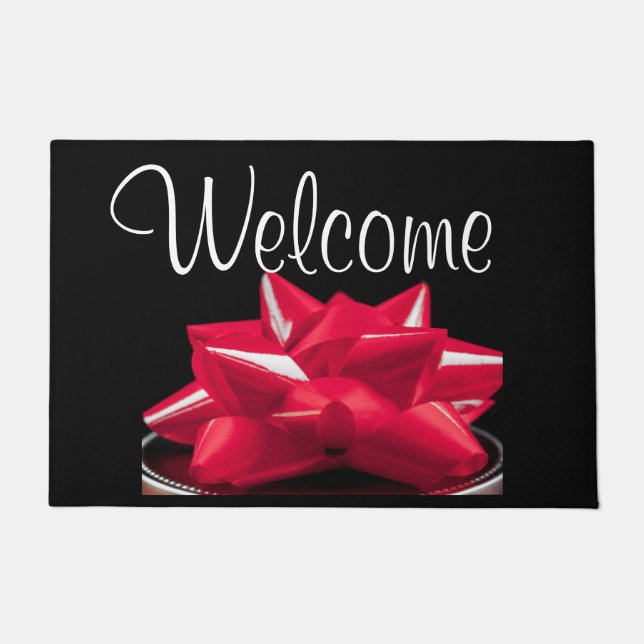 Big Red Bow Welcome Doormat (Front)