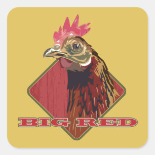 Big Red Country Rooster Square Sticker