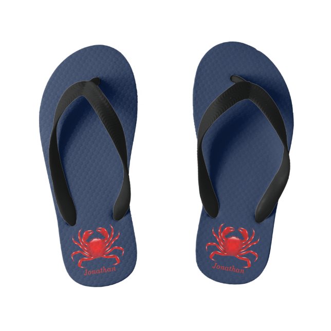 Big Red Crab Back to School Dorm Essentials Kids Kid's Thongs (Footbed)