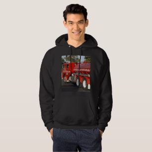Big_Red Fire Engine, Mens Black Hooded Sweatshirt