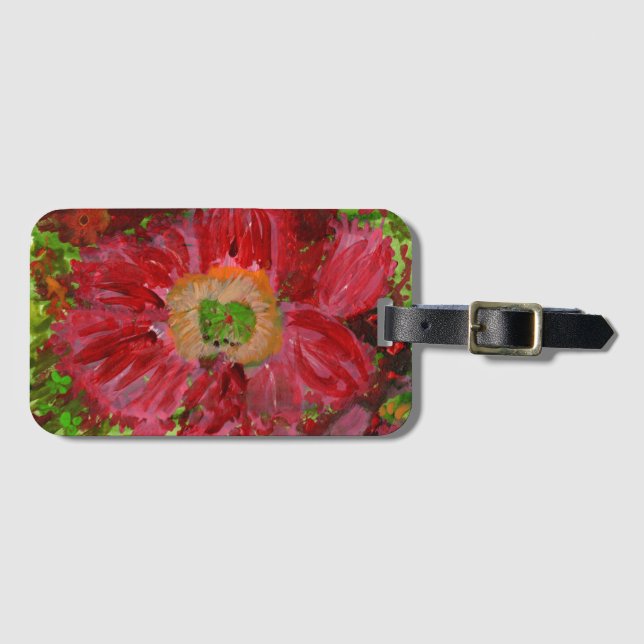 Big red flower luggage tag (Front Horizontal)