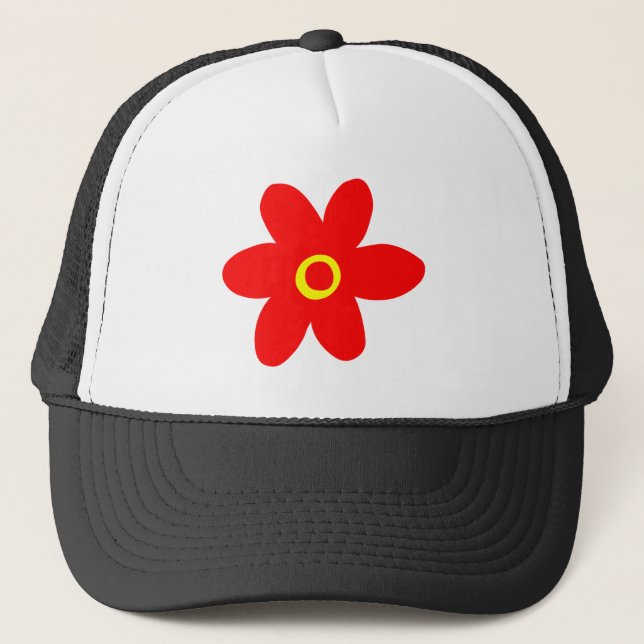 Big Red Flower Trucker Hat (Front)