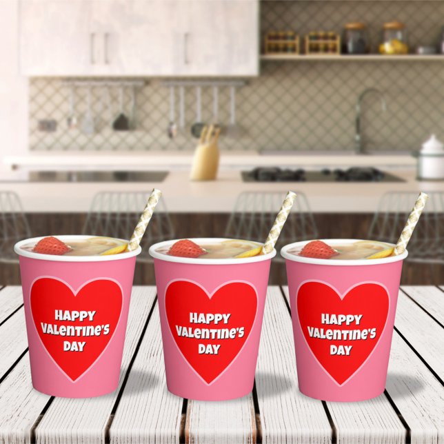 Big Red Happy Valentine’s Day Heart Paper Cups (Creator Uploaded)