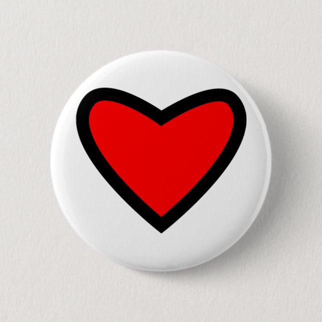 Big Red Heart 6 Cm Round Badge (Front)