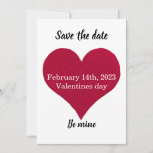 big red heart be mine Flat Save The Date Card