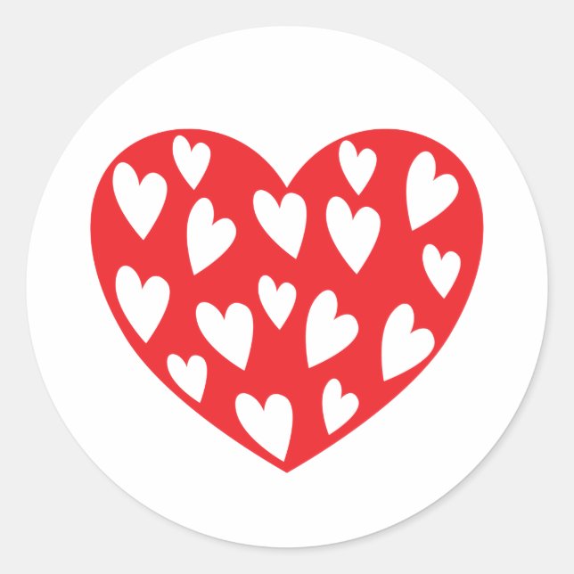 Big Red Heart Classic Round Sticker (Front)