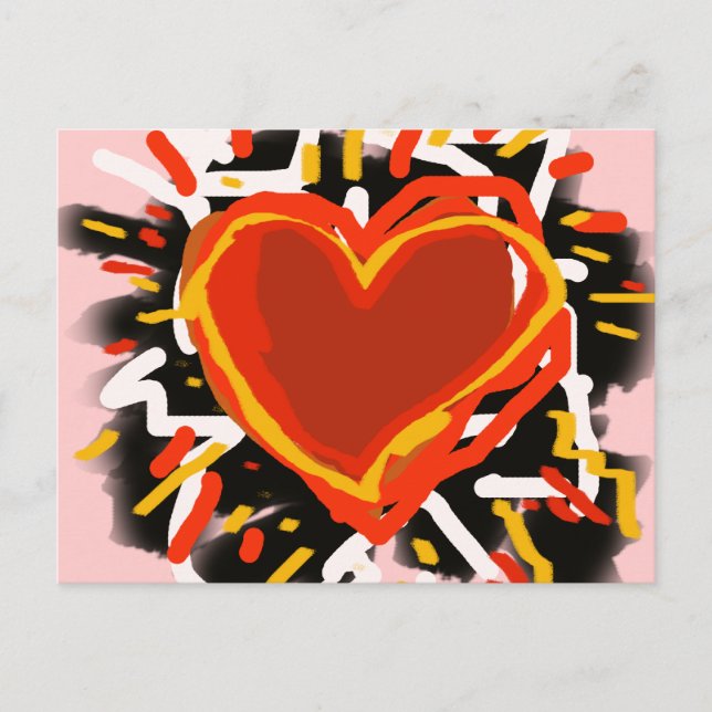big red heart, love postcard (Front)