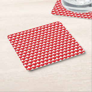 Big Red Heart, Love, white Valentine's day party Square Paper Coaster