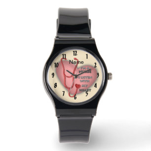 Big red heart nurse  watch