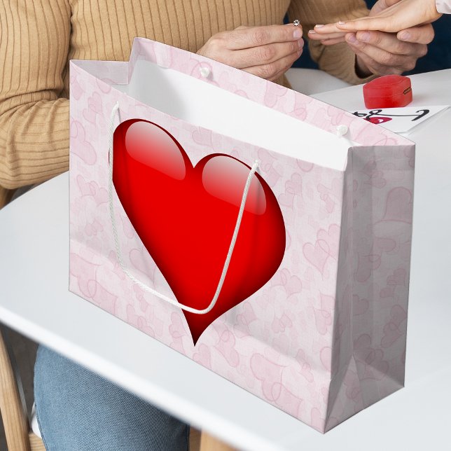 Big Red Heart Pink Valentine's Day Large Gift Bag (Creator Uploaded)