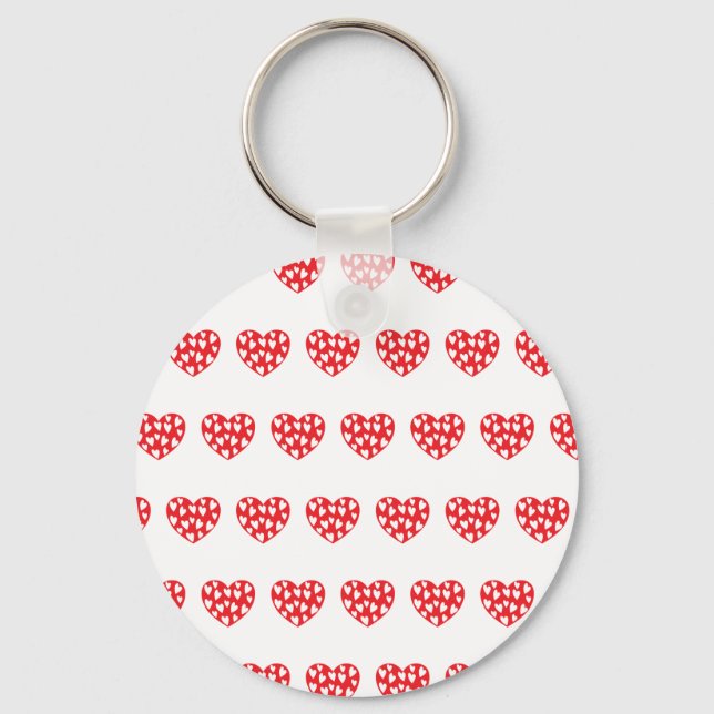Big Red Heart With Little Hearts Key Ring (Front)