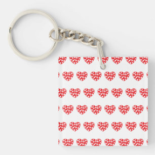 Big Red Heart With Little Hearts Key Ring
