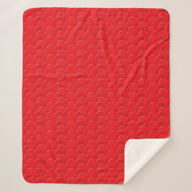Big Red Hearts pattern Love Valentine's day Sherpa Blanket (Front)