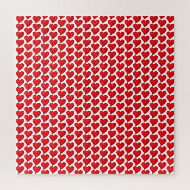 Big Red Hearts pattern white Valentine's day Jigsaw Puzzle (Vertical)