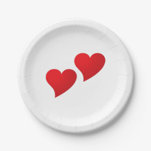 Big Red Hearts pattern white Valentine's day party Paper Plate
