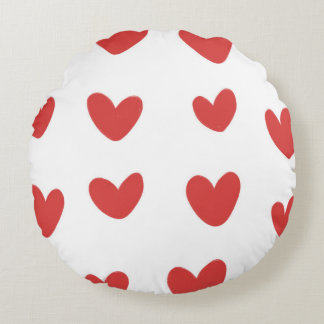 Big Red Hearts Round Cushion