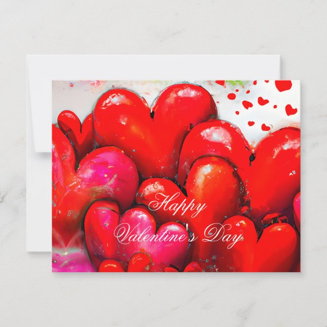 Big red hearts valentine  holiday card (Front)