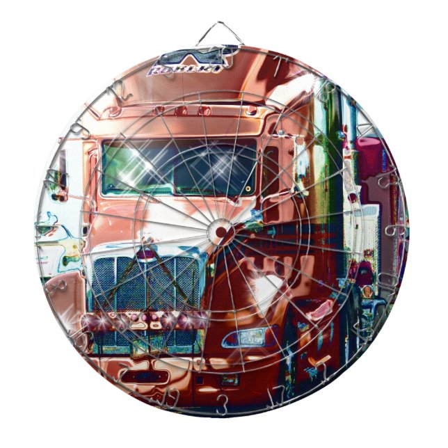 Big Red Heavy Truck for Truckers & Truck-Lovers Dartboard (Front)