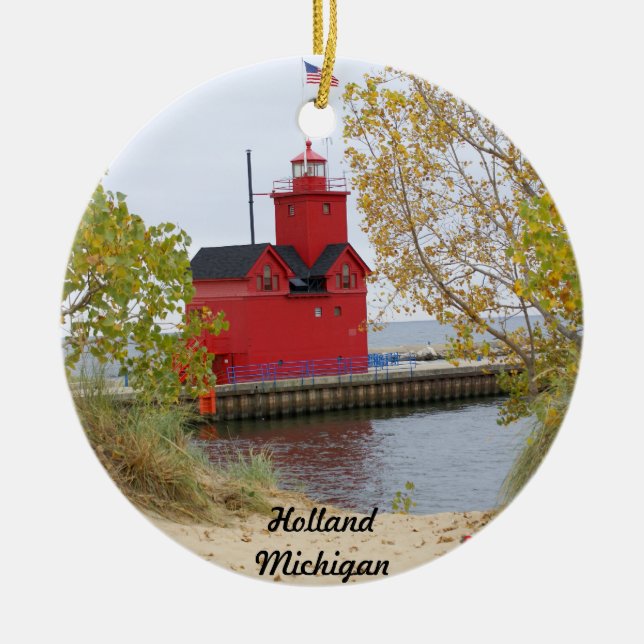 Big Red, Holland Michigan Ceramic Ornament (Front)