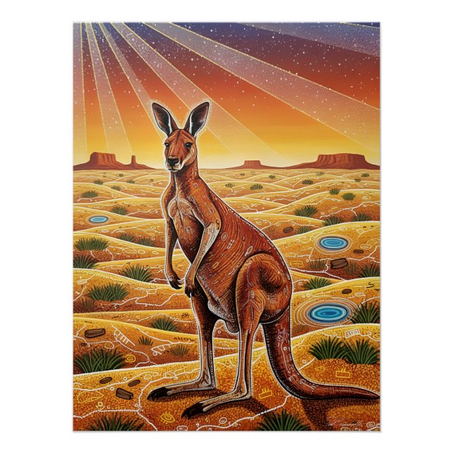 Big Red Kangaroo in Australian outback Poster (Front)