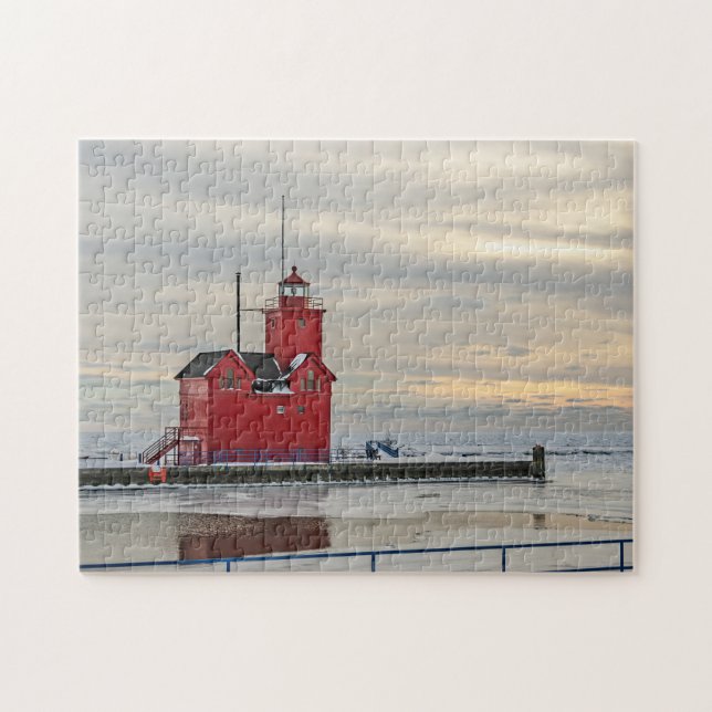 Big Red Lighthouse in Holland MI - 252 piece Jigsaw Puzzle (Horizontal)