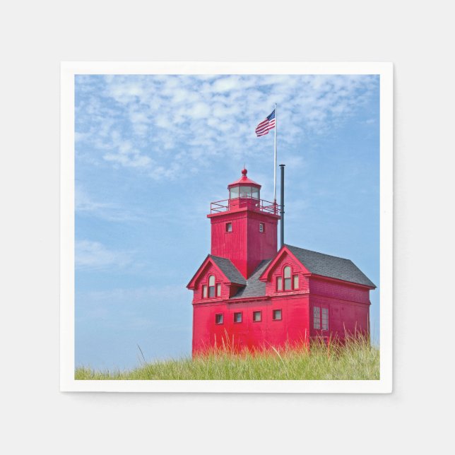Big Red lighthouse in Holland, Michigan Napkin (Front)