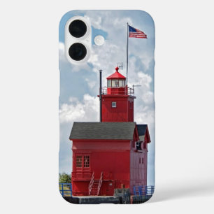 Big Red Lighthouse In Michigan iPhone 16 Case