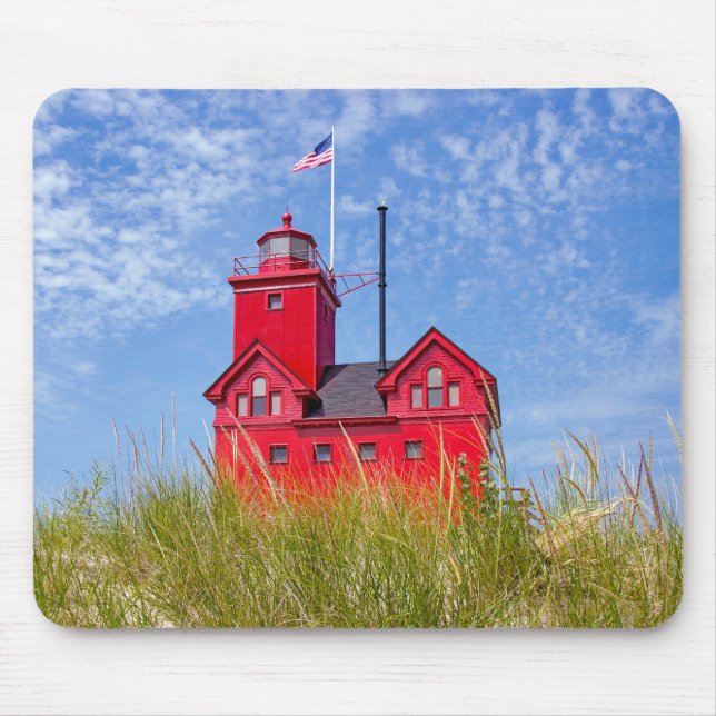 Big Red lighthouse in Michigan Mouse Pad (Front)