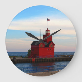 Big Red Lighthouse Large Clock