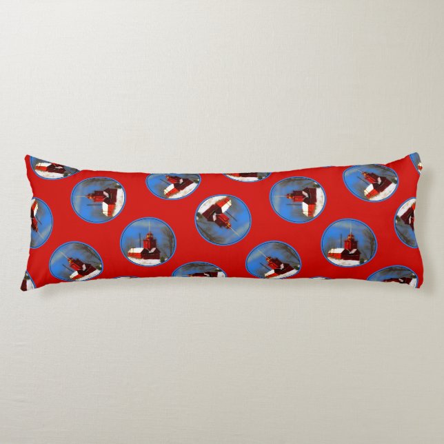 Big Red Lighthouse Painting Holland Original Art Body Cushion (Front)