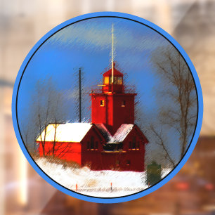 Big Red Lighthouse Painting - Original Art