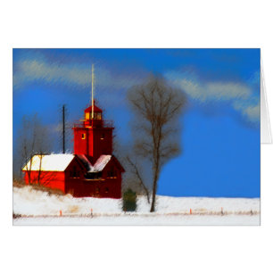 Big Red Lighthouse Painting - Original Art