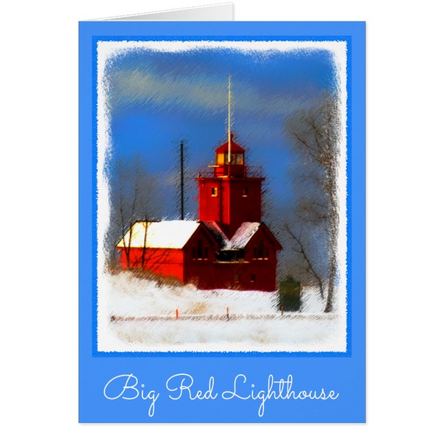Big Red Lighthouse Painting - Original Art (Front)