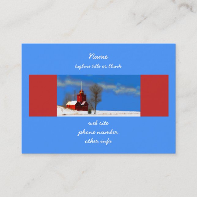 Big Red Lighthouse Painting - Original Art Business Card (Front)