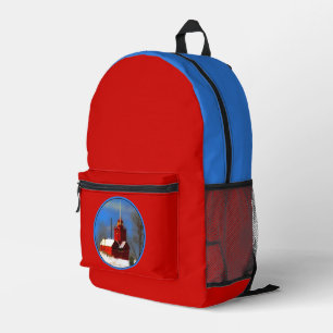 Big Red Lighthouse Painting - Original Art Printed Backpack