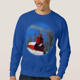 Big Red Lighthouse Painting - Original Art Sweatshirt