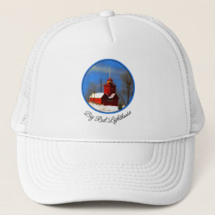 Big Red Lighthouse Painting - Original Art Trucker Hat
