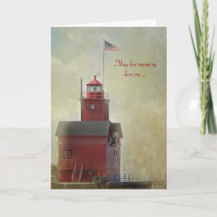 Big Red Lighthouse Sympathy Card