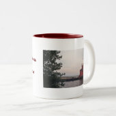 "Big Red" Lighthouse... Two-Tone Coffee Mug (Front Right)