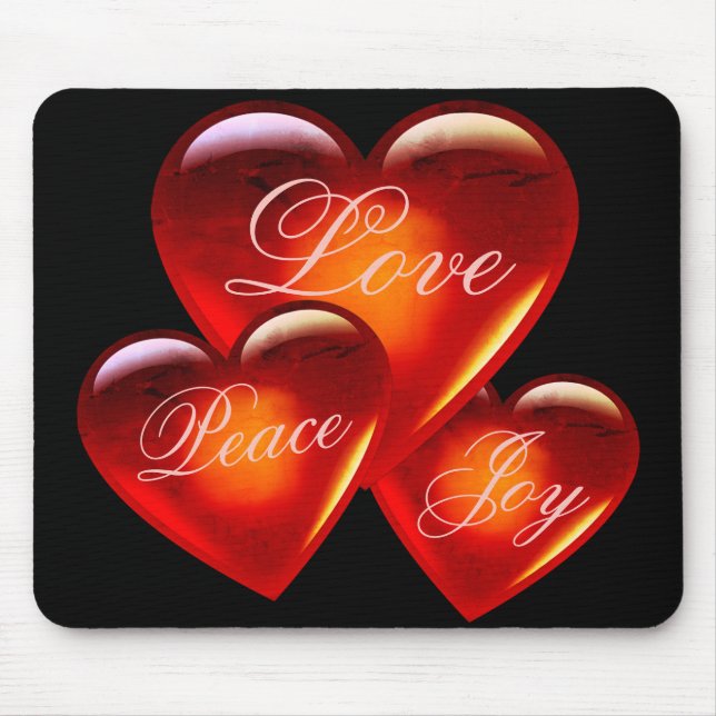 Big red love heart/lots of love/loving heart-black mouse pad (Front)