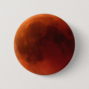 Big Red Lunar Eclipse Moon Graphic 6 Cm Round Badge
