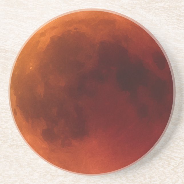 Big Red Lunar Eclipse Moon Graphic Coaster (Front)