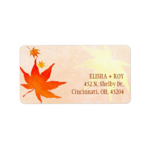 Big Red Maple Leaf Wedding Address Label