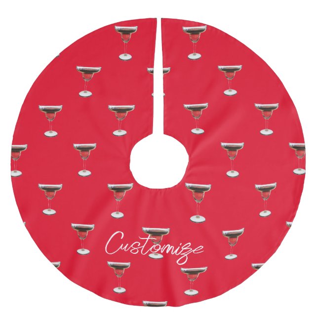 Big Red Margarita Cocktail Drink Thunder_Cove Brushed Polyester Tree Skirt (Front)