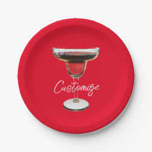 Big Red Margarita Cocktail Drink Thunder_Cove Paper Plate
