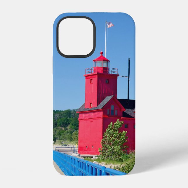 Big Red Michigan Lighthouse iPhone Case (Back)